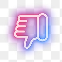 Png thumbs down dislike icon for social media app pink neon style