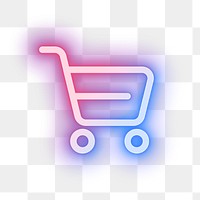 Png shopping cart pink icon for social media app neon style