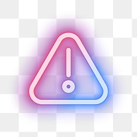 Warning png social media icon in pink neon style