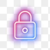 Padlock png social media icon secure mode symbol in neon style