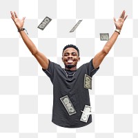 PNG Raining money, collage element, transparent background