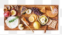 Cheese platter collage element on transparent background
