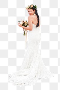 Happy beautiful bride  png, transparent background