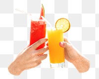 Cocktail toast png, orange, watermelon, transparent background