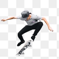 Street boy skateboarding png, transparent background