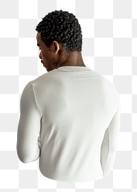 Png men's white long sleeves sweater, transparent background