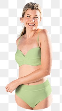 PNG woman in green bikini, transparent background