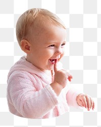 PNG Cute baby girl smiling, collage element, transparent background