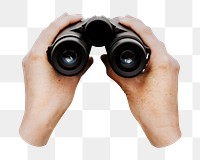 PNG Binoculars, woman holding object transparent background