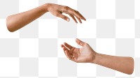 PNG Women's hands reaching for each other transparent background