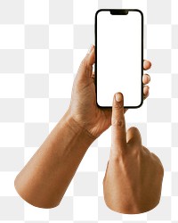 PNG Hand holding smartphone transparent background