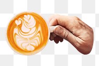 Latte art png, coffee image on transparent background