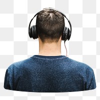 Png man wearing headphones element, transparent background