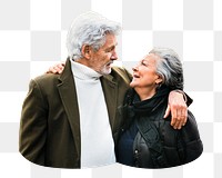 PNG Senior couple, collage element, transparent background