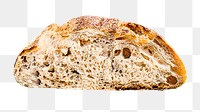 Artisan sourdough bread sliced png collage element, transparent background