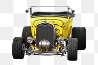 Yellow classic automobile png, transparent background