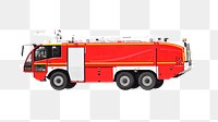 Png red firetruck element, transparent background