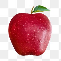 Png red apple element, transparent background