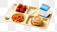 School lunch tray png collage element, transparent background