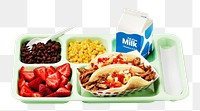 Png school lunch tray collage element, transparent background