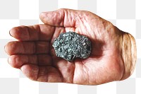 Hand showing meteor stone png, transparent background