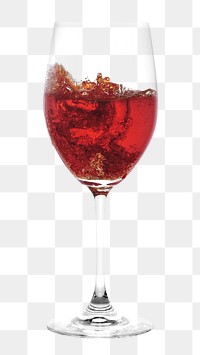 Png red wine glass element, transparent background