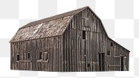 Old deserted wooden barn png, transparent background
