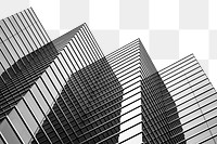 PNG Skyscrapers in black and white collage element, transparent background