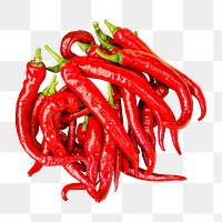 Red chillis png collage element, transparent background