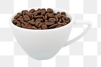 Coffee beans in cup png collage element, transparent background