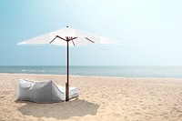 PNG beach umbrella mockup, transparent design 