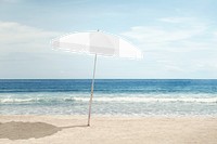 PNG beach umbrella mockup, transparent design 