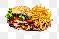 Burger & fries png collage element, transparent background