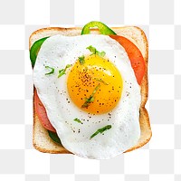 Fried-egg toast breakfast png, transparent background