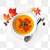 Pumpkin soup png collage element, transparent background