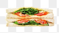 Salad sandwich collage element, transparent background