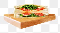 Salad sandwich png, on a board collage element, transparent background