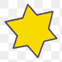 Yellow star png, collage element, transparent background