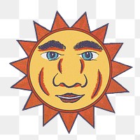 Sun face png, collage element, transparent background