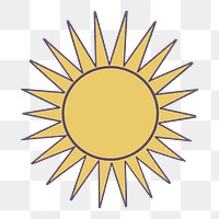 Yellow sun png, collage element, transparent background