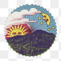 Sun moon png, collage element, transparent background