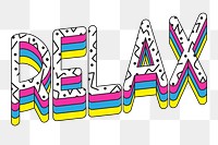 PNG relax word, colorful font transparent background