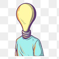 PNG bulb head illustration, man & creativity transparent background