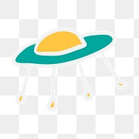 PNG cute UFO, gradient doodle transparent background