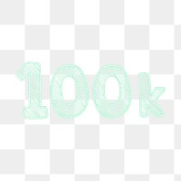 PNG 100k word, cute engagement numbers, transparent background