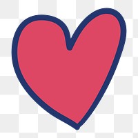 PNG red heart, doodle love transparent background