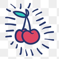 PNG red cherry hand drawn, fruit transparent background
