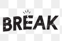 PNG break word, black & white font ransparent background