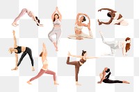 Woman yoga poses png collection, transparent background