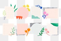 Paper note png sticker set, cute pastel collage elements, transparent background